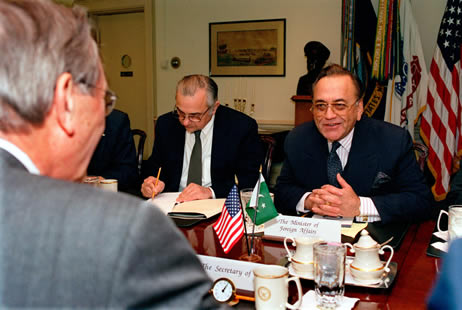 Mian Khurshid Mahmud Kasuri with Donald Rumsfeld