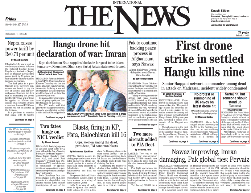 Headlines of drone strike