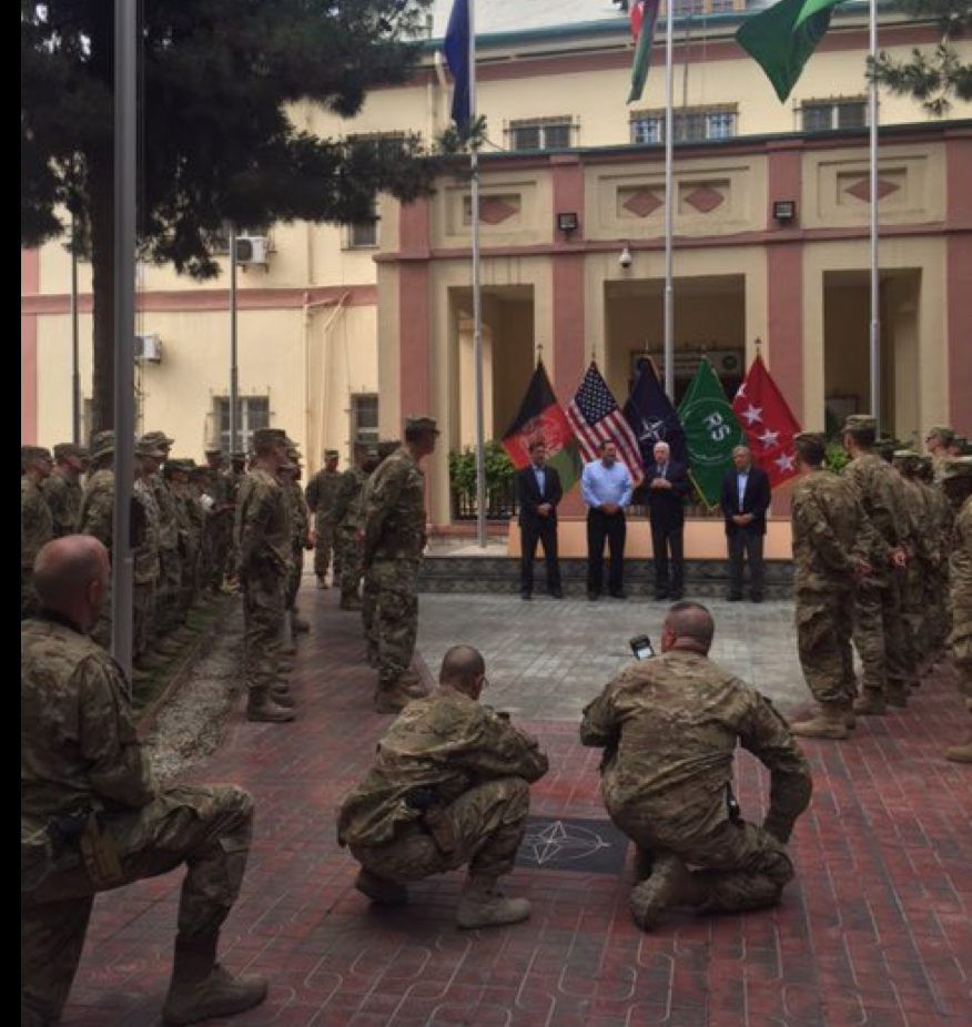 John McCain talking to US troops