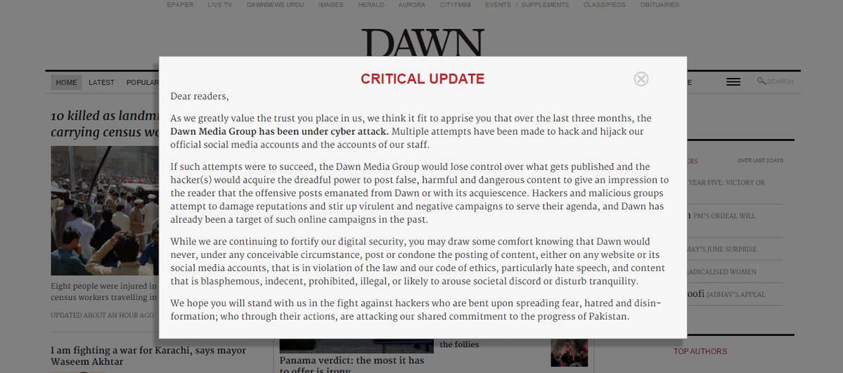 Hackers target Dawn